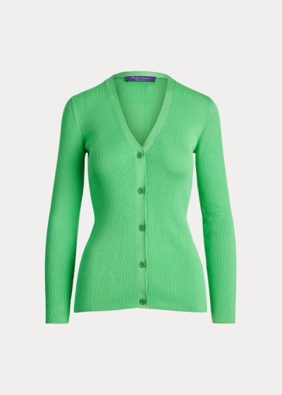 Ralph Lauren Rib-Knit Silk Cardigan Dame Danmark (VCSDI8415)